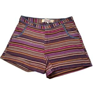 Anthropologie Emmelee Shorts Womens Sz 4 Multicolor Stripes Four Pockets Zip Up